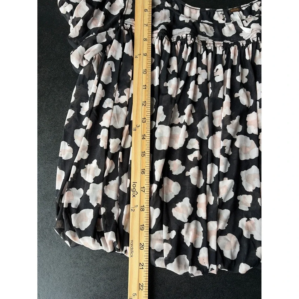 Free People Womens Meg's Blouse Mesh Cropped Puff Sleeve Top M
